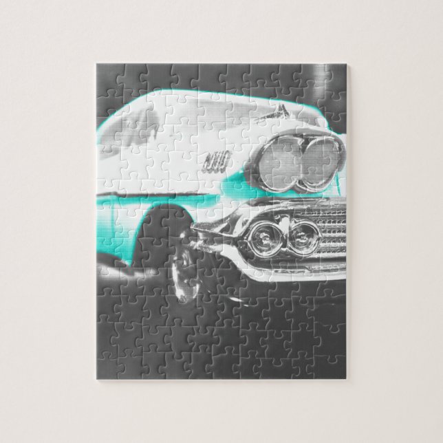 Puzzle 1958 chevy impala azul brillante auto clásico (Vertical)