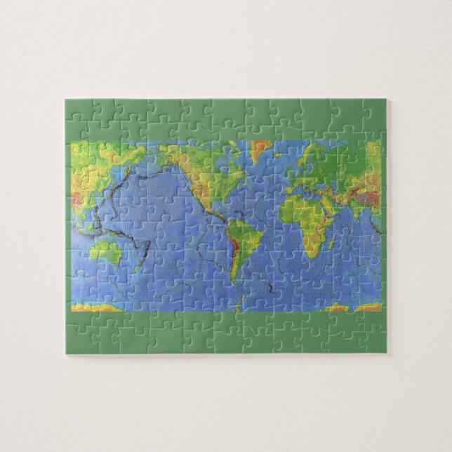 Puzzle 1994 Physical World Map - Tectonic Plates - USGS (Horizontal)