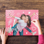 Puzzle #1 Mom Full Photo, Hearts & Dot Pattern<br><div class="desc">Capture a special family memory or occasion with our beautiful personalized family photo jigsaw puzzle. The design features a full photo of the layout. "#1 Mom" is displayed in a beautiful trendy brush script white overlay with fun hearts and dot patterns. Make a special family memory with this fun family...</div>