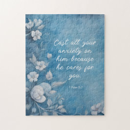 Puzzle 1 Peter 5:7 “Cast All Your Anxiety” Blue Floral