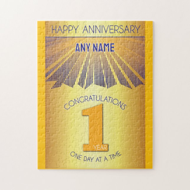 Puzzle 1 Year | AA 12 Step Anniversary Personalized (Vertical)
