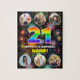 Puzzle 21 Aniversario: Arcoiris divertido #, nombre perso