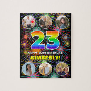 Puzzle 23 cumpleaños: Arcoiris divertido #, nombre person