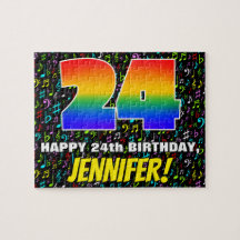 24 Aniversario — Símbolos divertidos, coloridos de