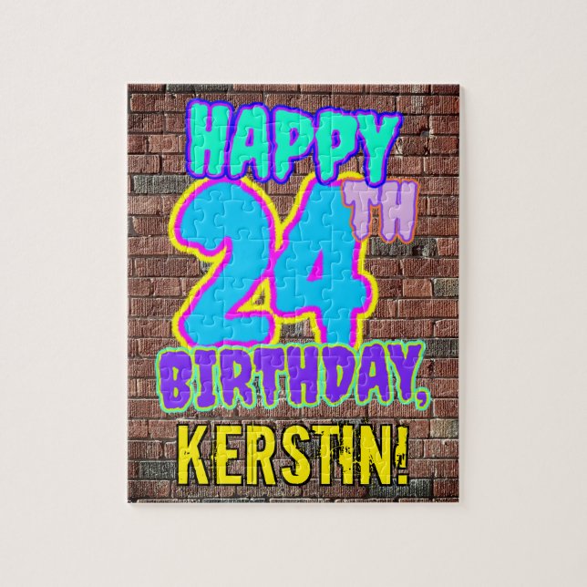 Puzzle 24th Birthday ~ Fun, Urban Graffiti Inspired Look (Vertical)