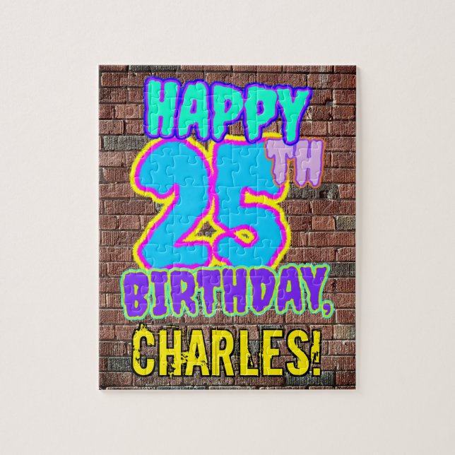 Puzzle 25th Birthday ~ Fun, Urban Graffiti Inspired Look (Vertical)