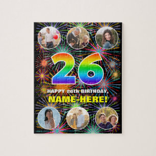 Puzzle 26º cumpleaños: Arcoiris divertido #, nombre perso