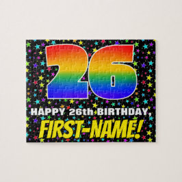 Puzzle 26º cumpleaños — Patrón de estadio divertido y col