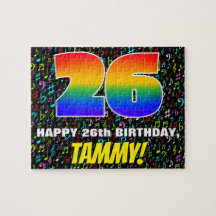 26º cumpleaños — Símbolos de música divertida y co