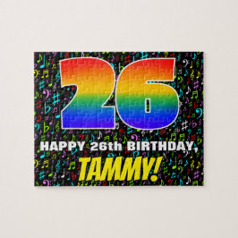 Puzzle 26º cumpleaños — Símbolos de música divertida y co