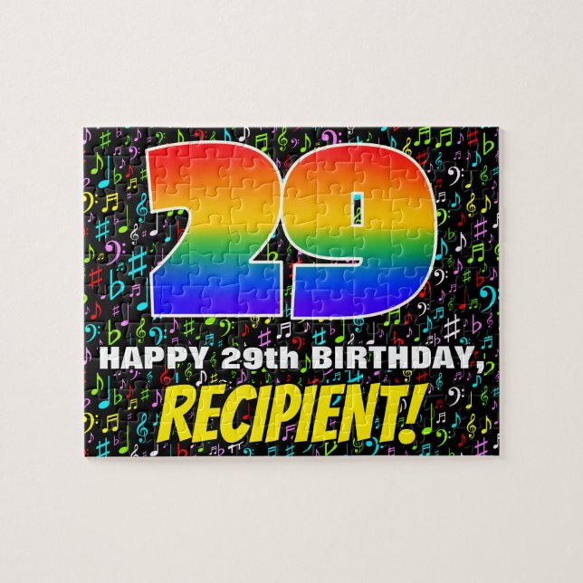 Puzzle 29º cumpleaños — Símbolos de música divertida y co (Horizontal)