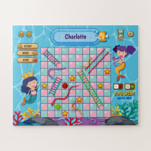 Puzzle 2 en 1, escaleras de serpiente de sirena bajo el j
