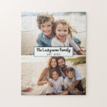 Puzzle 2 Nombre de familia de Collage de fotos - Imágenes<br><div class="desc">Utiliza hasta dos fotos horizontales o selfie para crear un regalo único y personal. Si necesita ajustar las imágenes,  haga clic en la herramienta personalizar para realizar cambios.</div>