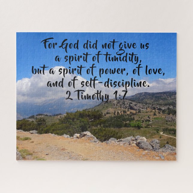 Puzzle 2 Timothy 1:7 Personalizado de paisaje Biblia Vers (Horizontal)