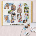 Puzzle 30.º Collage de fotos de cumpleaños número neutral<br><div class="desc">Crea tu propio rompecabezas fotográfico para un regalo de cumpleaños número 30 único. Con 14 fotos personalizados, el rompecabezas de la foto tiene un borde amarillo mudo. Se puede personalizar con un nombre y/o un mensaje corto, escrito en la moderna tipografía de bronce. El collage de fotos número 30 tiene...</div>