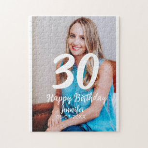 Puzzle 30.º cumpleaños añadir nombre fecha año foto blanc