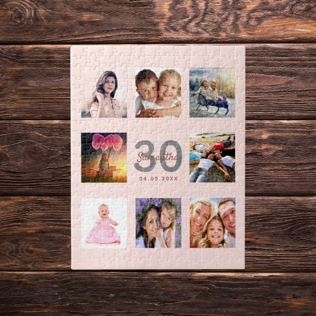 Puzzle 30 cumpleaños personalizado foto rosa oro rosa (Subido por el creador)