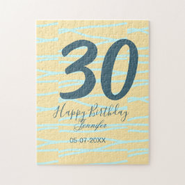 Puzzle 30th birthday add name date year yellow blue paste