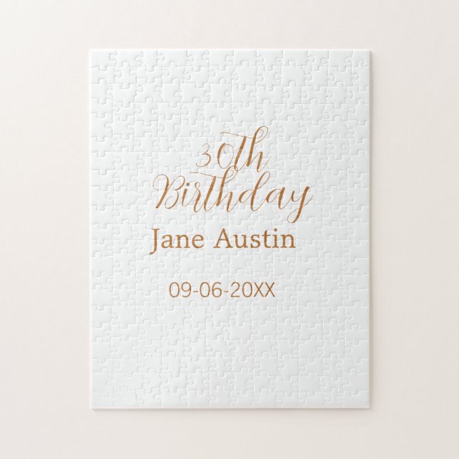 Puzzle 30th birthday copper brown simple stylish name dat (Vertical)