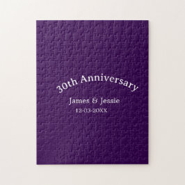 Puzzle 30th wedding anniversary name date purple simple 