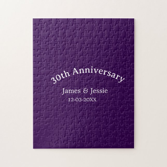 Puzzle 30th wedding anniversary name date purple simple  (Vertical)