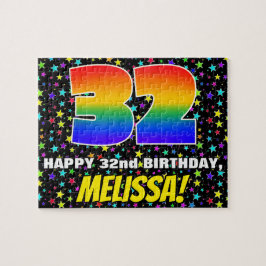 Puzzle 32.º cumpleaños — Patrón de estadio divertido y co