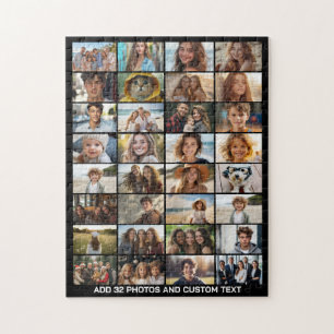 Puzzle 32 Colaje de Fotos - Texto Personalizado - Negro