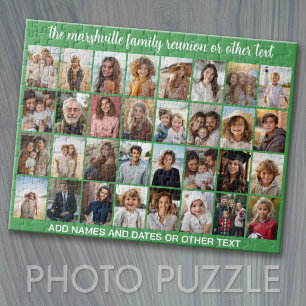 Puzzle 32 Collage de fotos - Moderno Verde con Texto