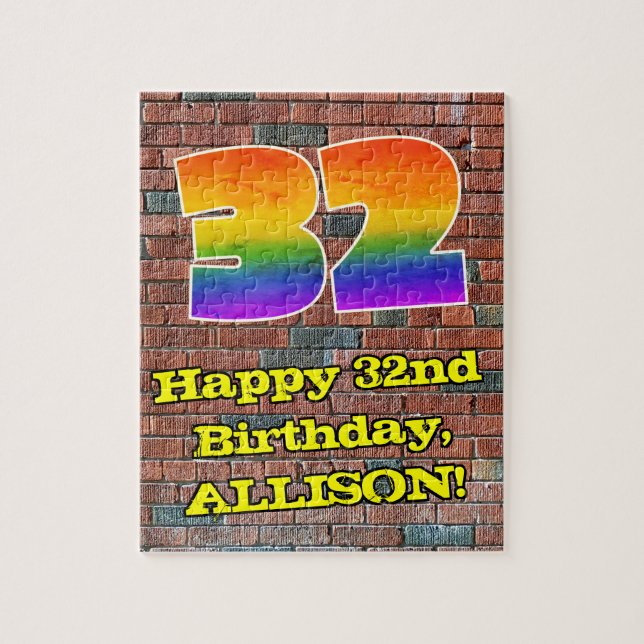 Puzzle 32° cumpleaños: Arcoiris 32 inspirado en graffiti  (Vertical)