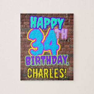 Puzzle 34 cumpleaños ~ Divertido, look inspirado en grafi