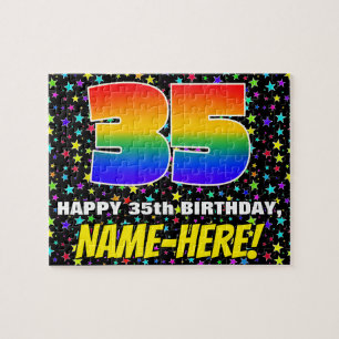 Puzzle 35º cumpleaños — Patrón de estadio divertido y col