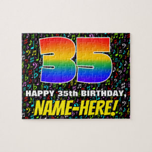 Puzzle 35º cumpleaños — Símbolos de música divertida y co
