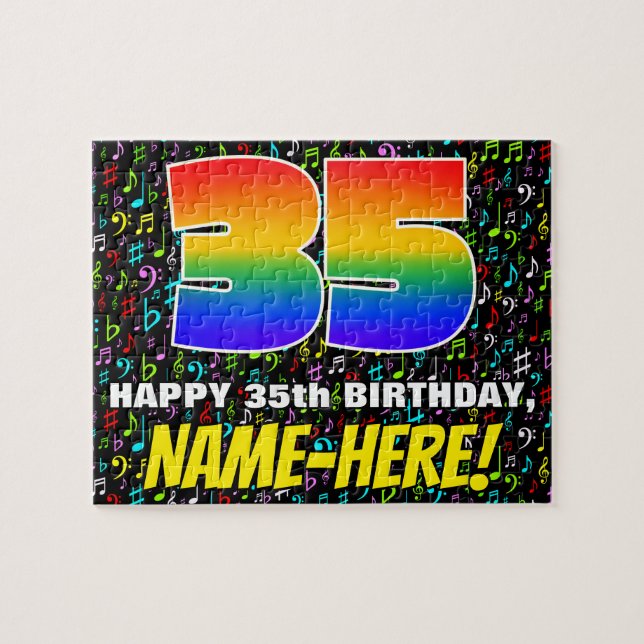 Puzzle 35º cumpleaños — Símbolos de música divertida y co (Horizontal)