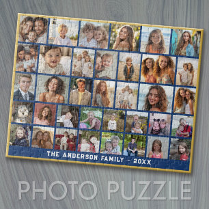 Puzzle 36 Colaje de Fotos - cuadrícula moderna - azul y d