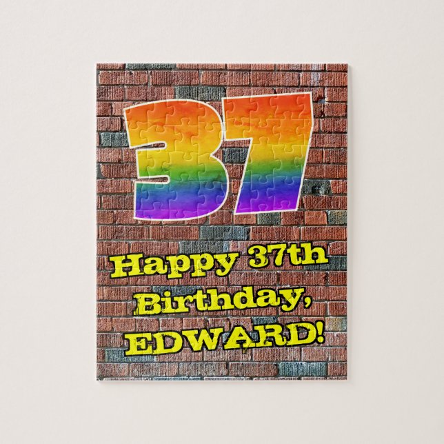 Puzzle 37° cumpleaños: Arcoiris 37 inspirado en graffiti  (Vertical)