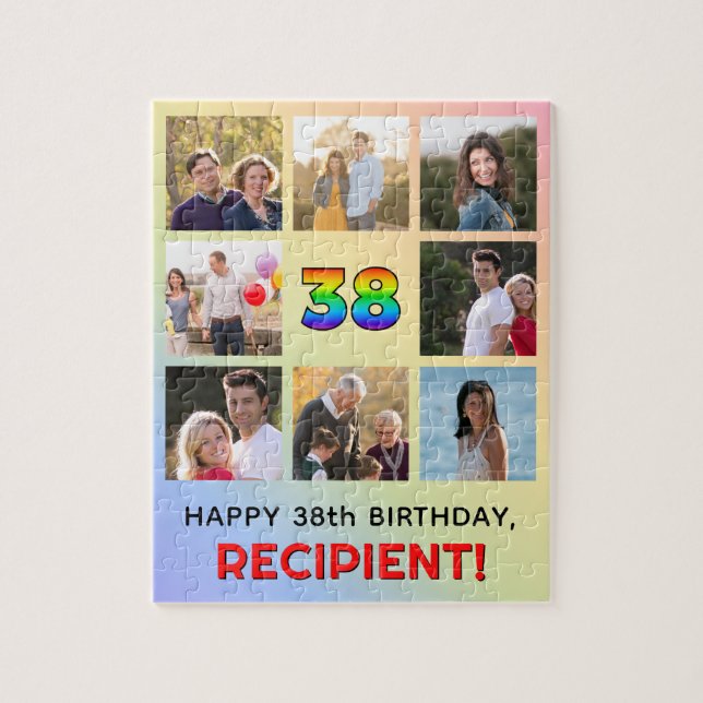 Puzzle 38 Aniversario del arcoiris divertido #, nombre pe (Vertical)