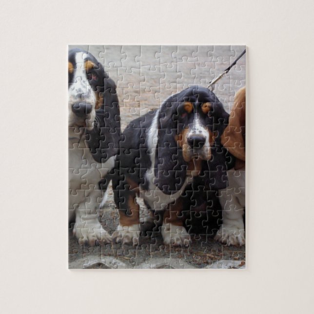 Puzzle 3 cachorros de Basset_hound (Vertical)