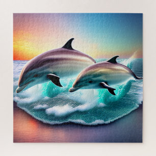 Puzzle 3.D Delfines Océanos Sunset Tropical Beach Vibe