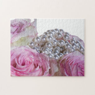 Puzzle 4008-Rosas blancas y rosas rosadas con rompecabeza
