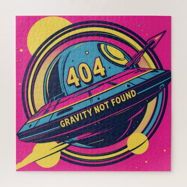 Puzzle 404 Gravity Not Found - Arte pop del espacio retro (Vertical)