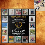 Puzzle 40.º Collage de fotos de oro negro<br><div class="desc">Un elegante y personalizado rompecabezas vintage de 40 años que es fácil de personalizar pero difícil de completar para esa fiesta especial de cumpleaños. Crea tu propio rompecabezas fotográfico único para un regalo especial de cumpleaños número 40. Con 16 fotos personalizados, el rompecabezas de fotos puede ser además personalizado con...</div>