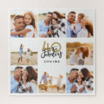 Puzzle 40 y fabuloso cumpleaños de foto negra de oro<br><div class="desc">Celebra tu 40 cumpleaños con estilo con este diseño de 40 años de efecto negro y oro. Un diseño moderno con texto de guión y gráficos en negrita. Cambie el color al personalizar. Parte de una colección.</div>
