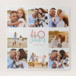 Puzzle 40 y fabuloso cumpleaños de foto rosa<br><div class="desc">Celebra tu cumpleaños 40 con estilo con este diseño de cumpleaños 40 color rosa y menta. Un diseño moderno con texto de guión y gráficos en negrita. Cambie el color al personalizar. Parte de una colección.</div>