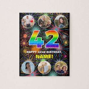 Puzzle 42º cumpleaños: Arcoiris divertido #, nombre perso