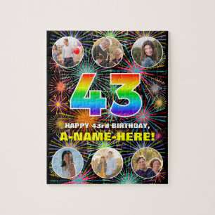 Puzzle 43 Aniversario: Arcoiris divertido #, nombre perso