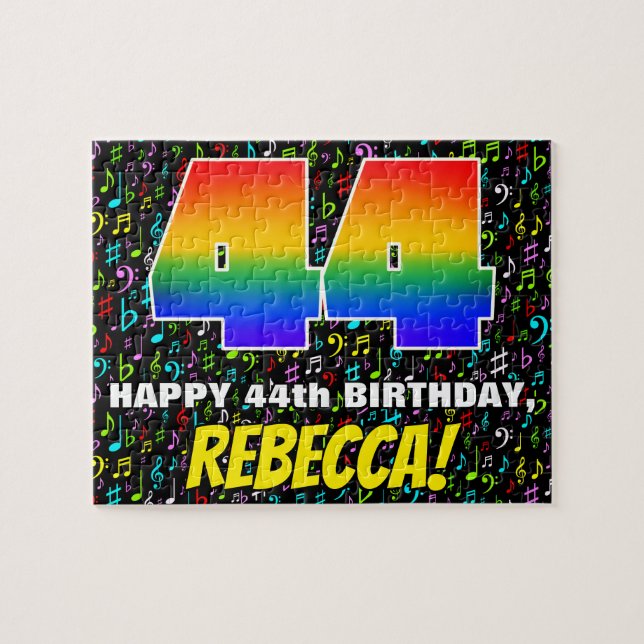 Puzzle 44º cumpleaños — Símbolos de música divertida, col (Horizontal)