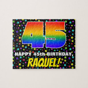 Puzzle 45º cumpleaños — Patrón de estadio divertido y col