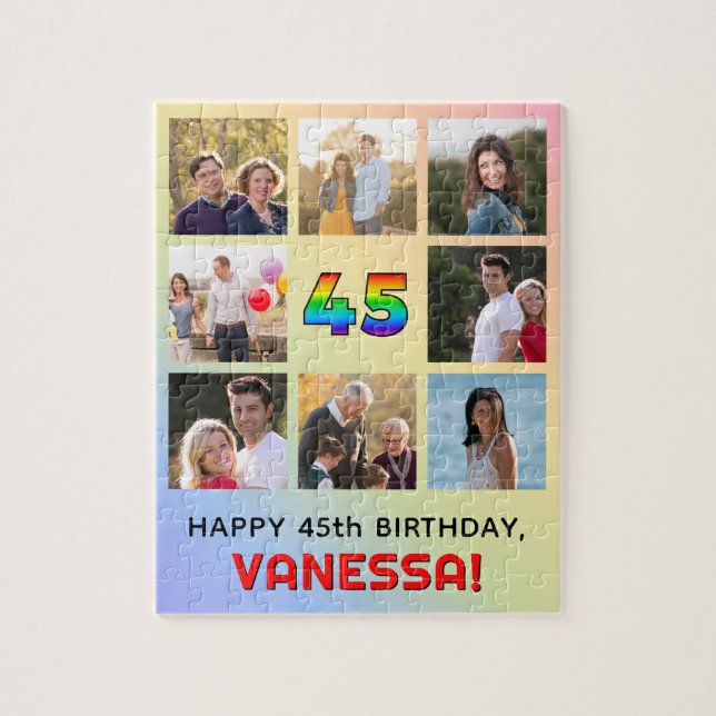 Puzzle 45 Aniversario del arcoiris divertido #, nombre pe (Vertical)