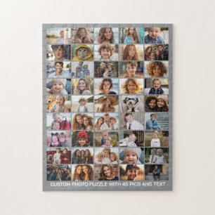 Puzzle 45 Colaje de Fotos - Texto Personalizado - Gris y 