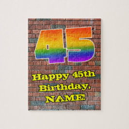 Puzzle 45° cumpleaños: Arcoiris 45 inspirado en graffiti 
